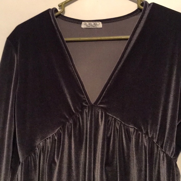 Rokoko Smock Skater Dress Slate Gray Velvet - Picture 3 of 8